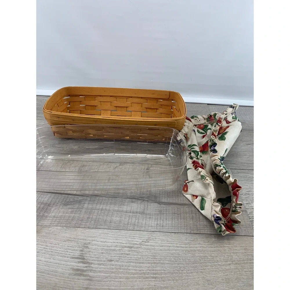 Longaberger 1998 Cracker Basket Orchard Park Fruit Liner Plastic Protector 12in